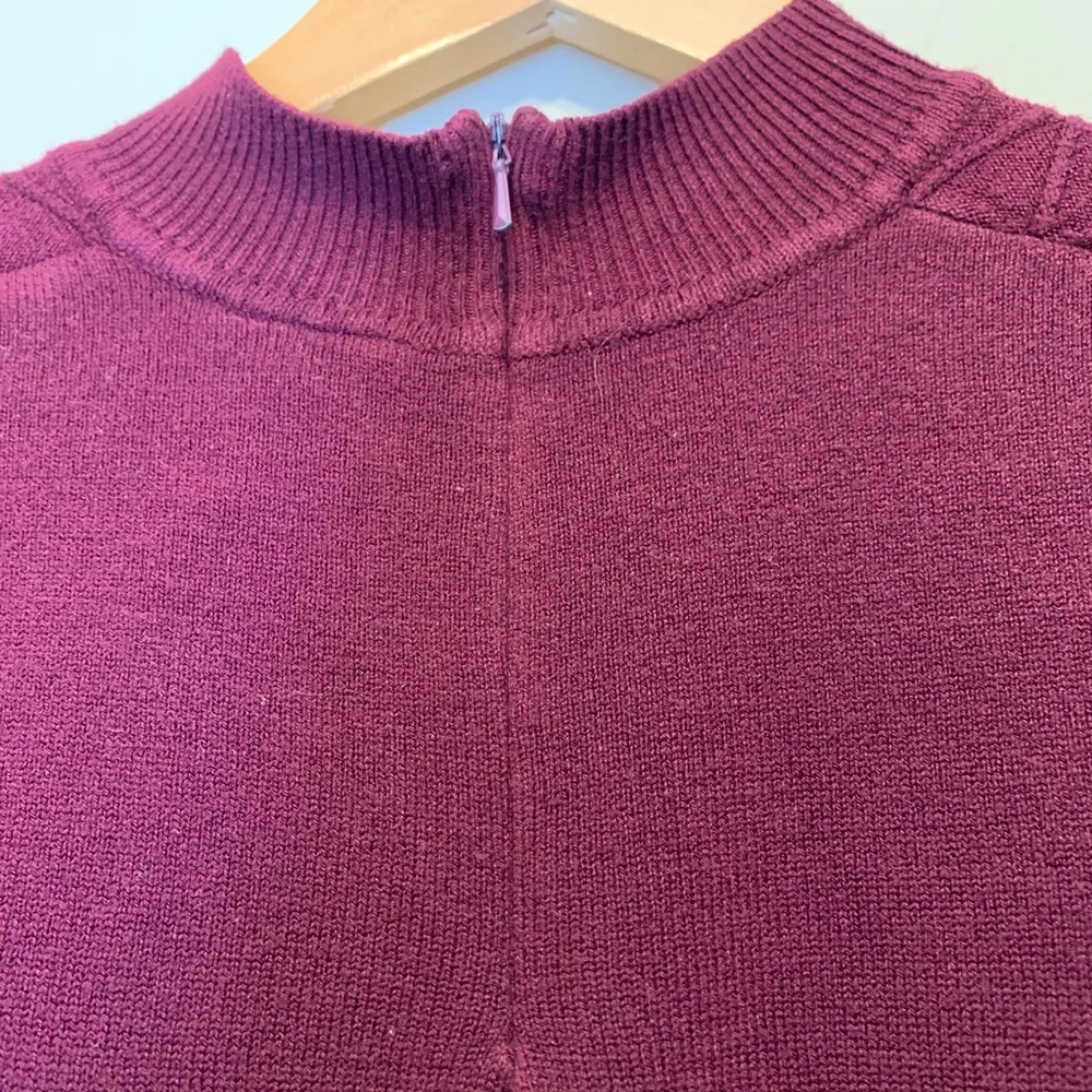 Koret | Cable Knit Plum Mock Turtleneck Short Sleeve Retro Mod Sweater